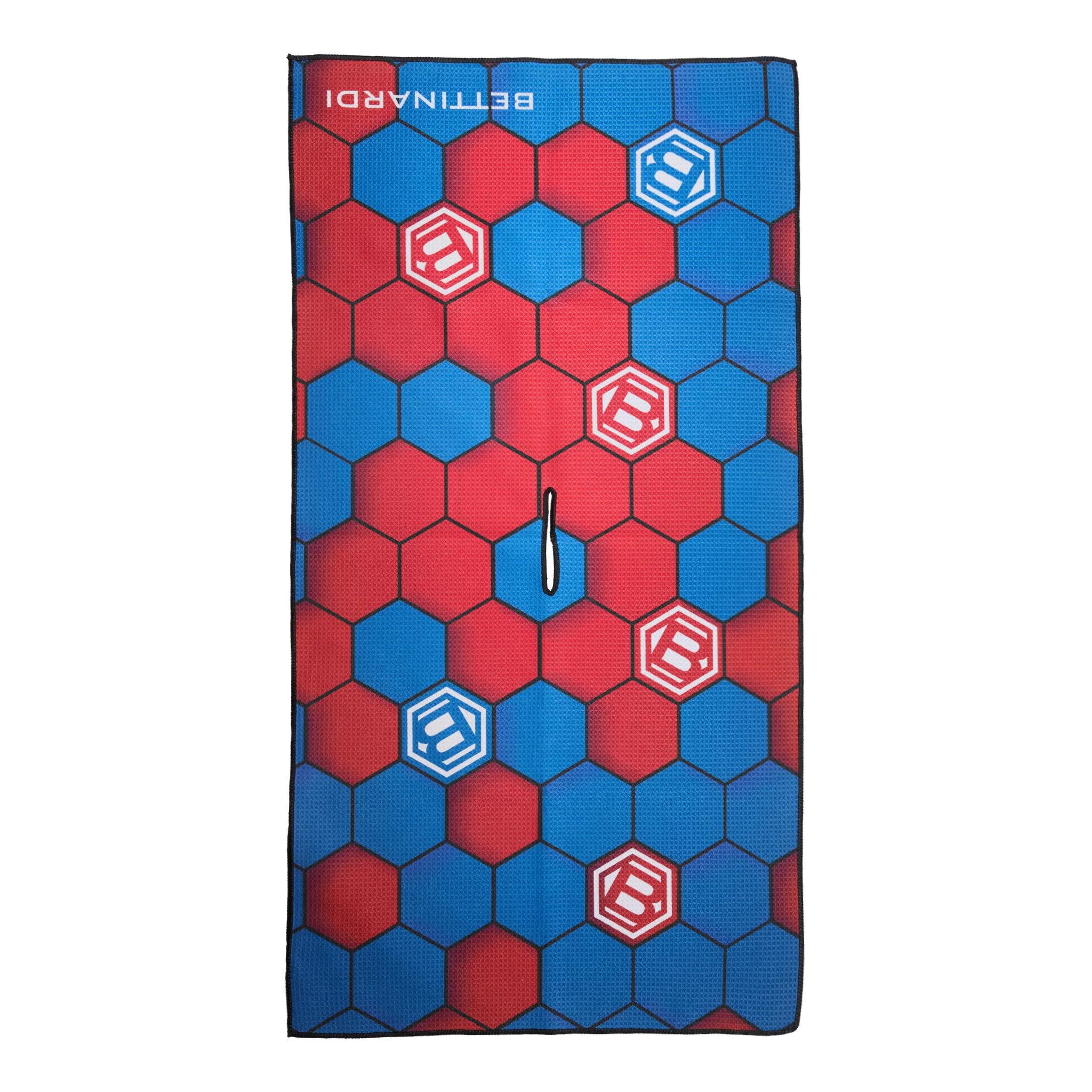 Bettinardi 3D Hex B Navy and Red Players Towel - Image 2