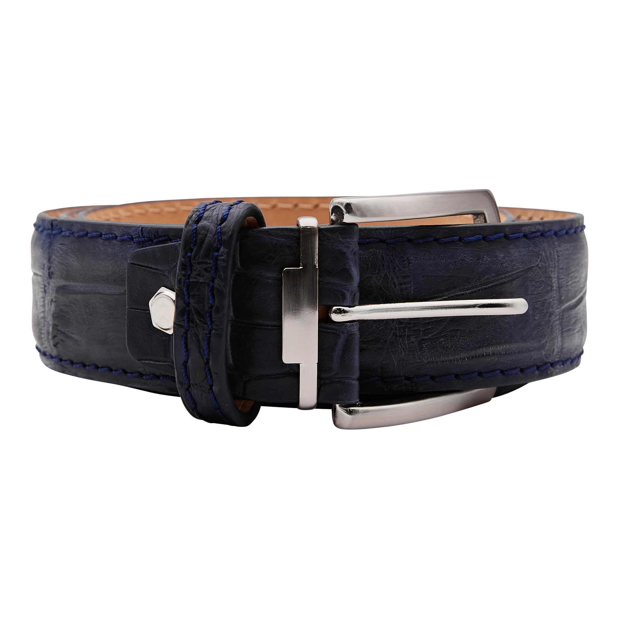Bettinardi Handmade Matte Genuine American Alligator Belt (Matte Navy)