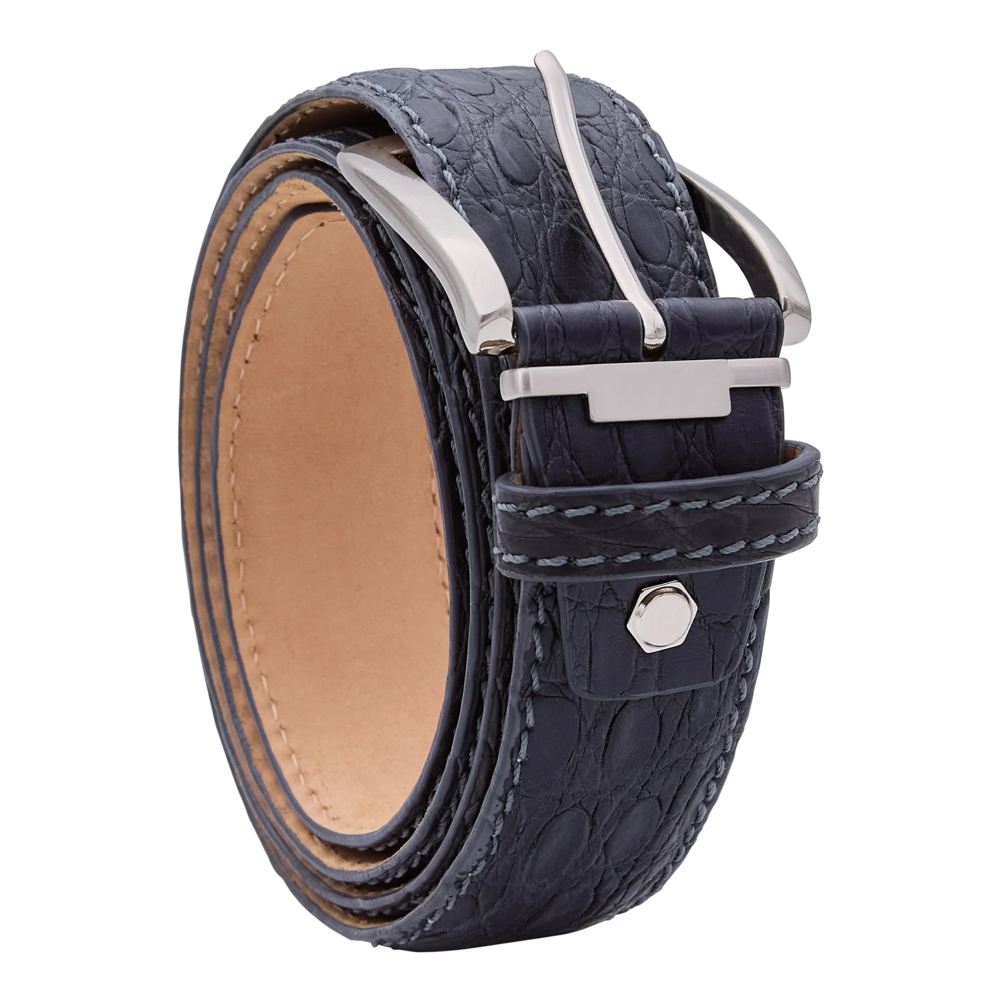 Bettinardi Handmade Matte Genuine American Alligator Skin Belt (Grey) - Image 3