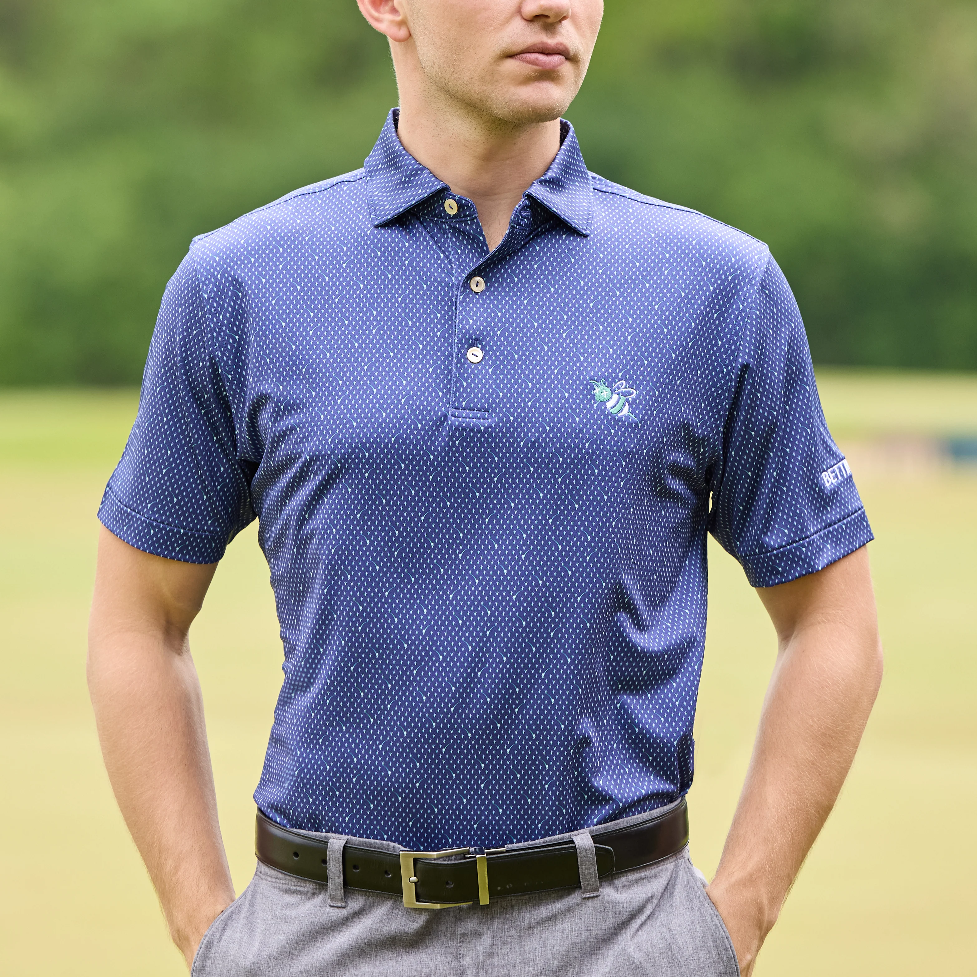 Bettinardi Peter Millar In the Rough Performance Jersey Polo (Sport Navy)