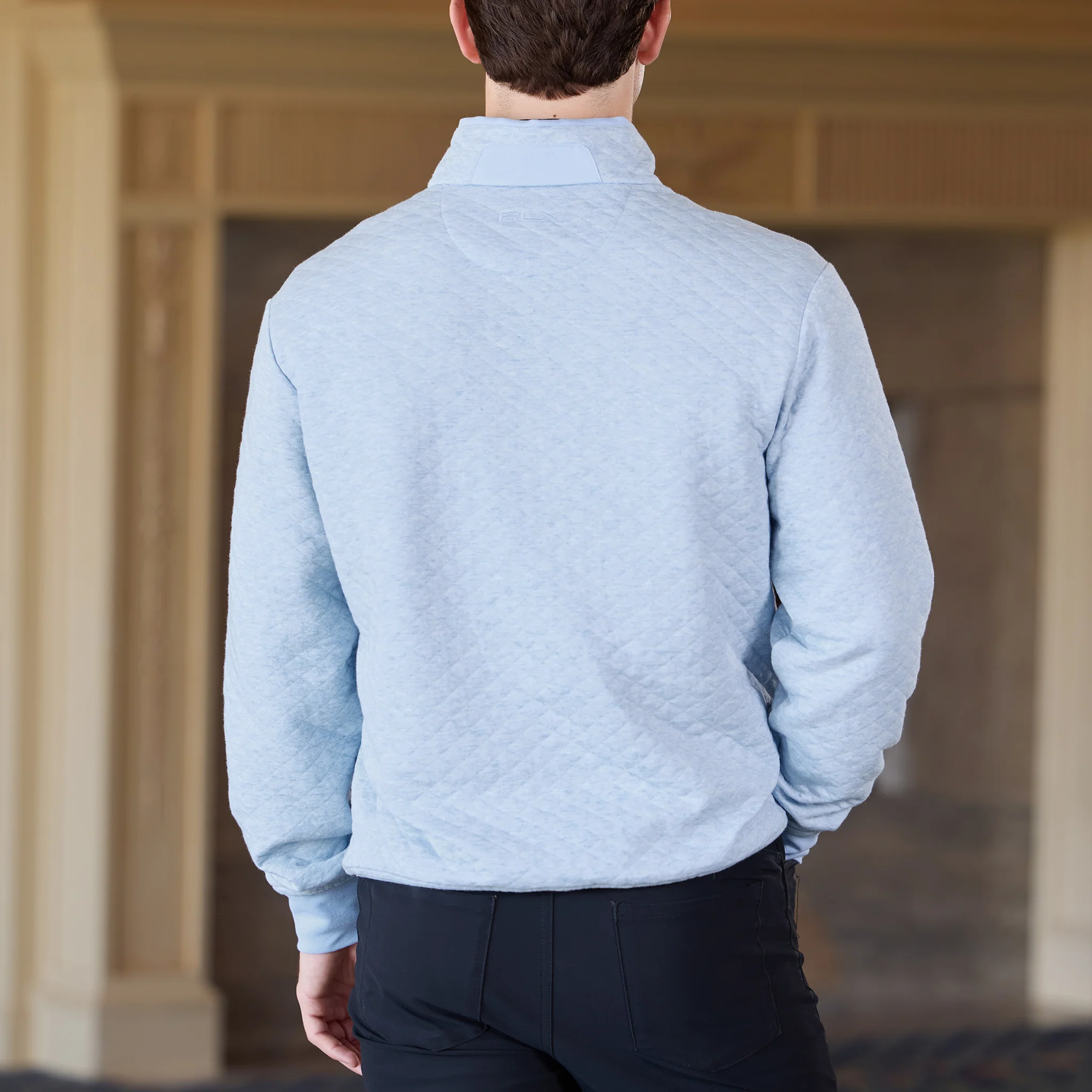 Bettinardi RLX Gangster Wizard Quilted Double-Knit Half-Zip Pullover (Office Blue Heather) - Image 2