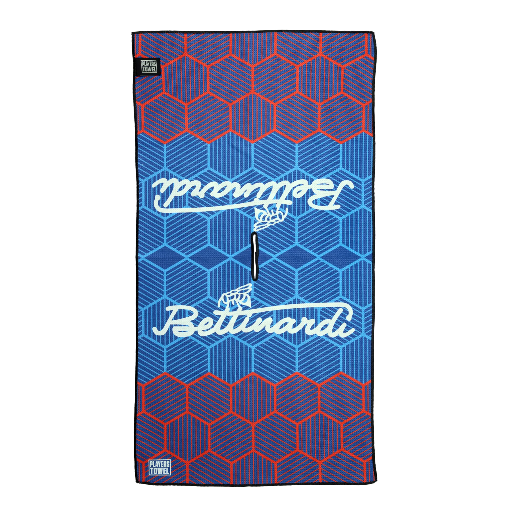 Bettinardi Script Hex B Drip Navy and Red Players Towel