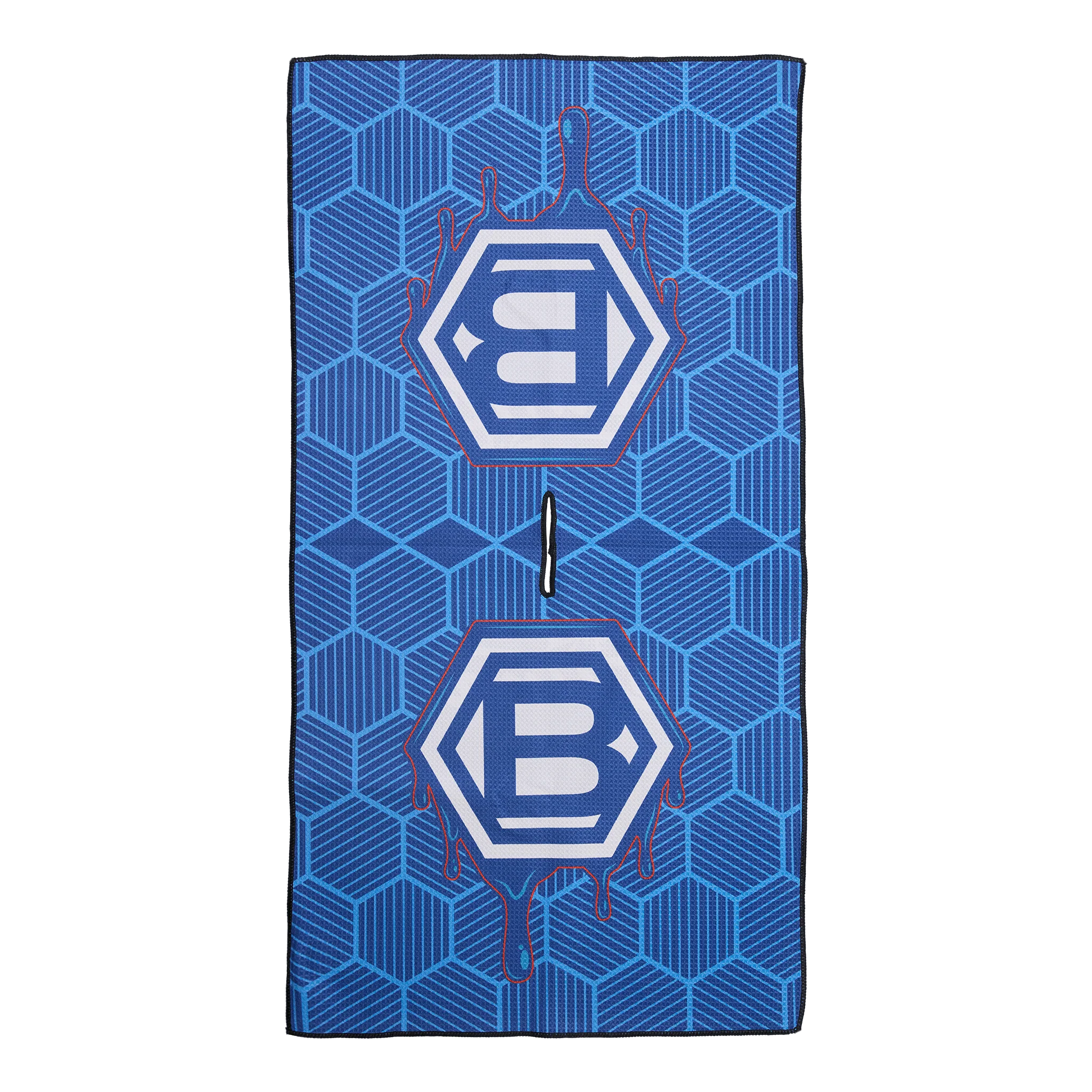 Bettinardi Script Hex B Drip Navy and Red Players Towel - Image 2