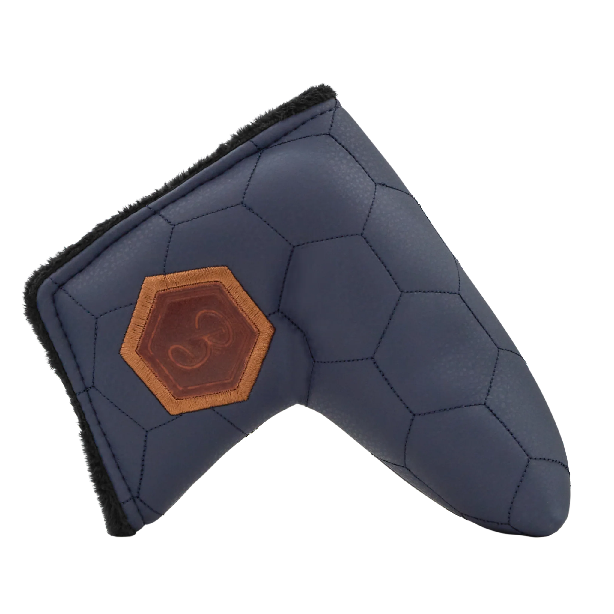 Bettinardi Script Quilted Hex Blade Headcover (Navy/Tan) - Image 4