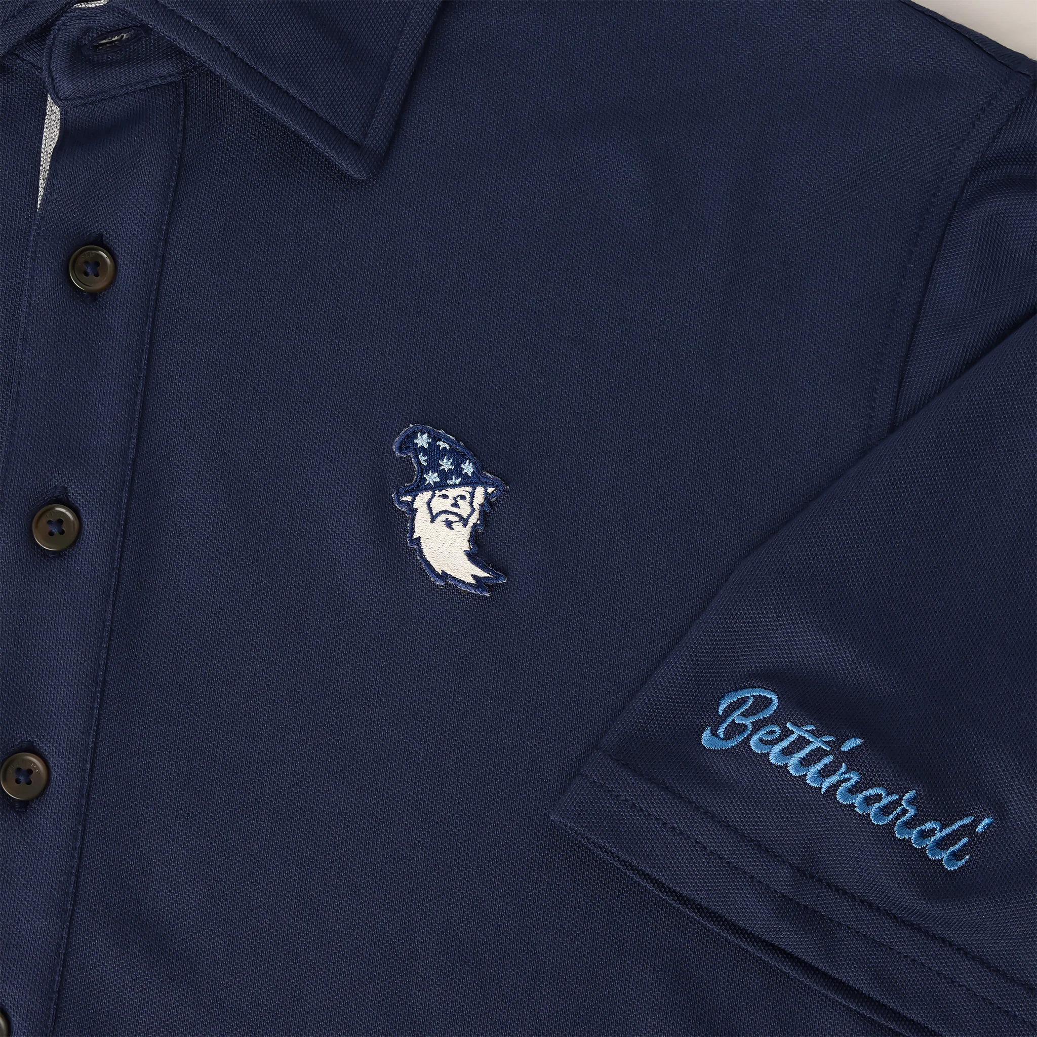 Bettinardi x Field Day Sporting Co. Wizard Runboy Ford 5 Button Polo (Navy) - Image 4