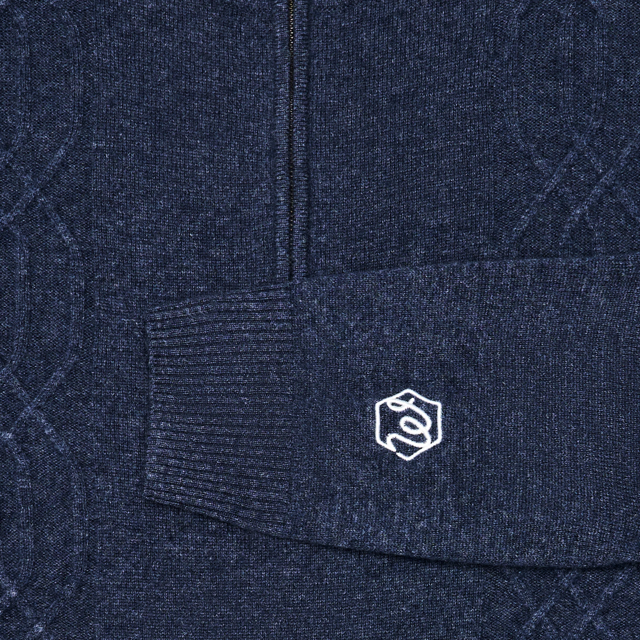 Malbon x Bettinardi Cashmere Blend Quarter Zip (Maritime Blue) - Image 3