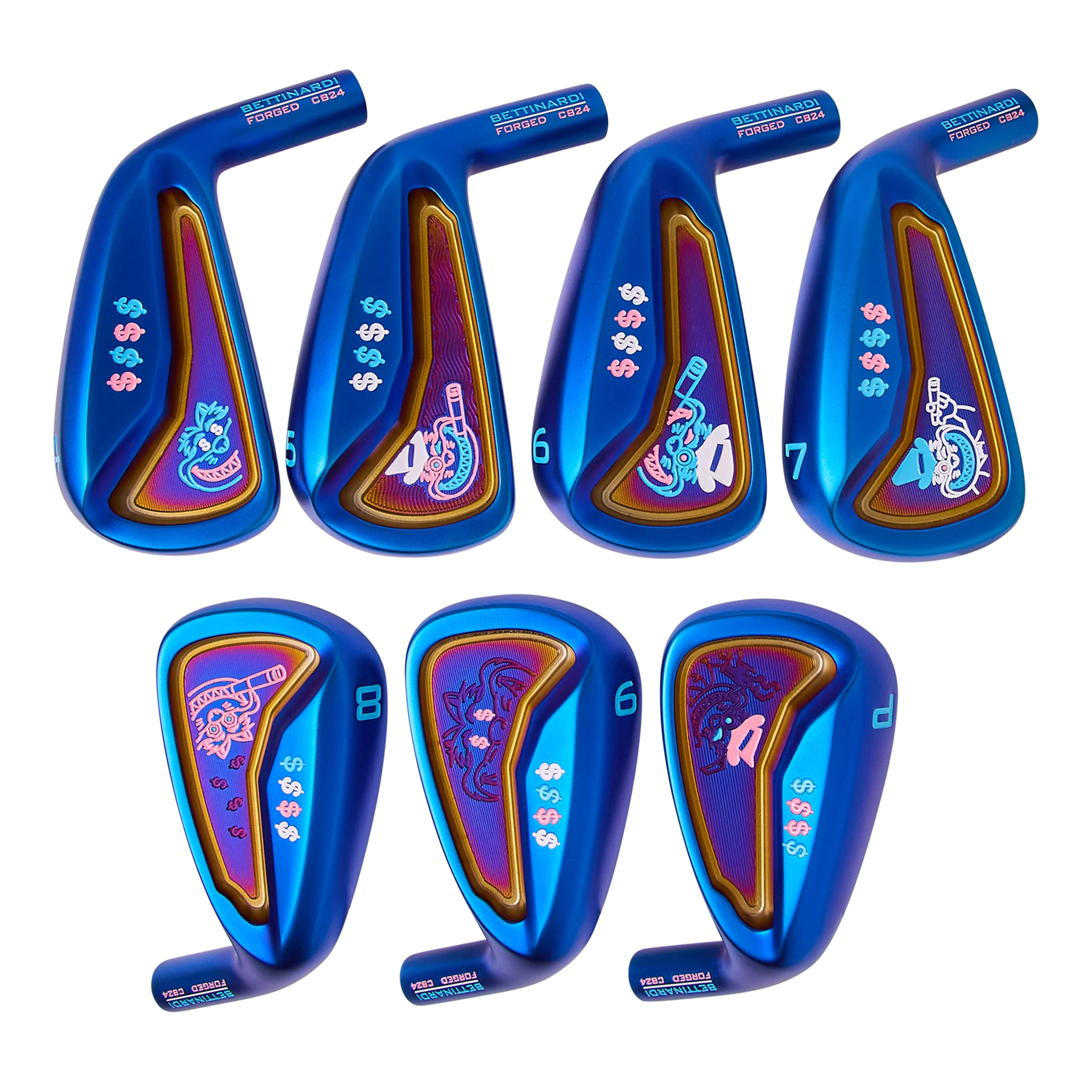 Multi Gangster Cat UV Blue PVD CB24 Iron Set (4-PW)