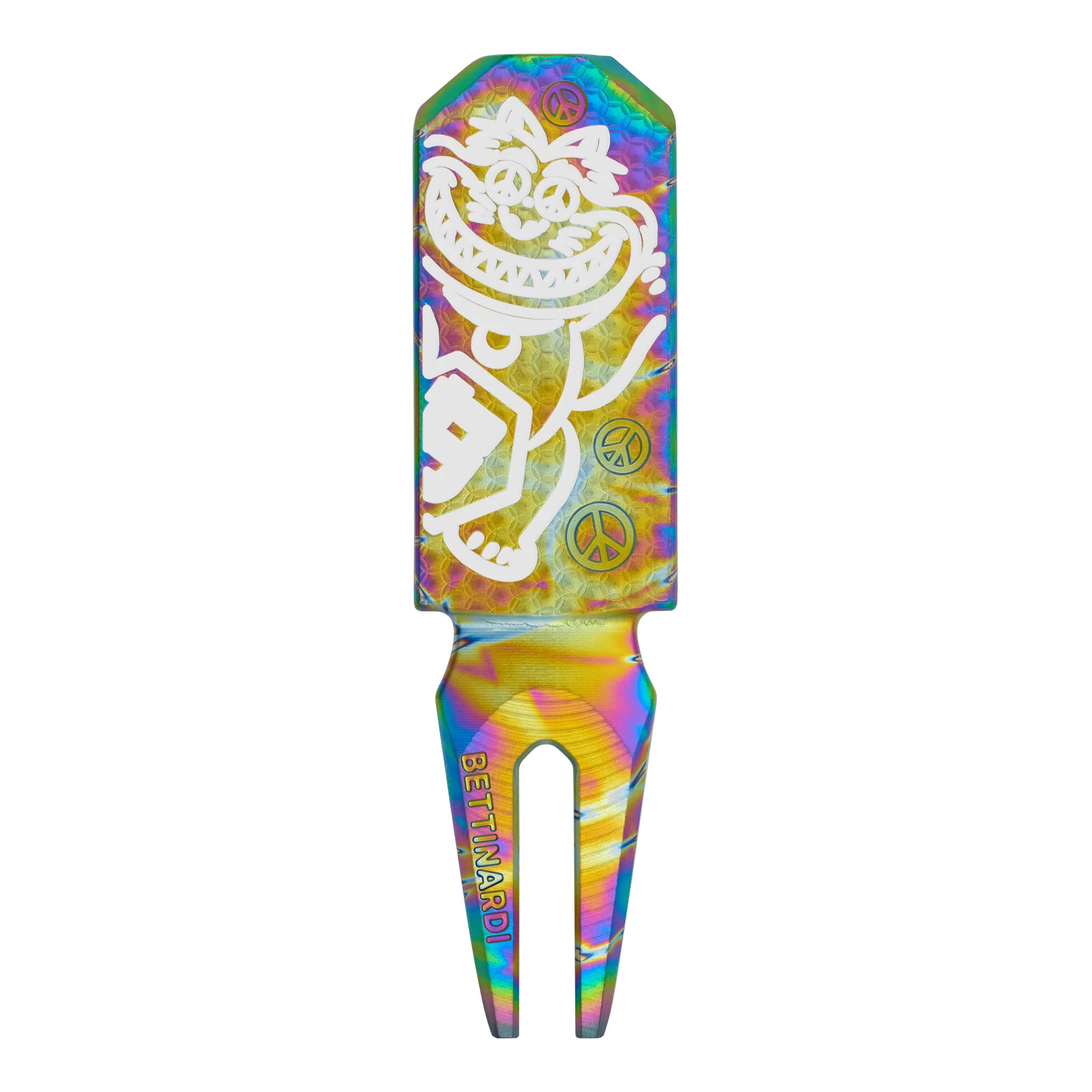 Peace Eyes Lucky Cat Rainbow PVD Divot Tool - Image 2