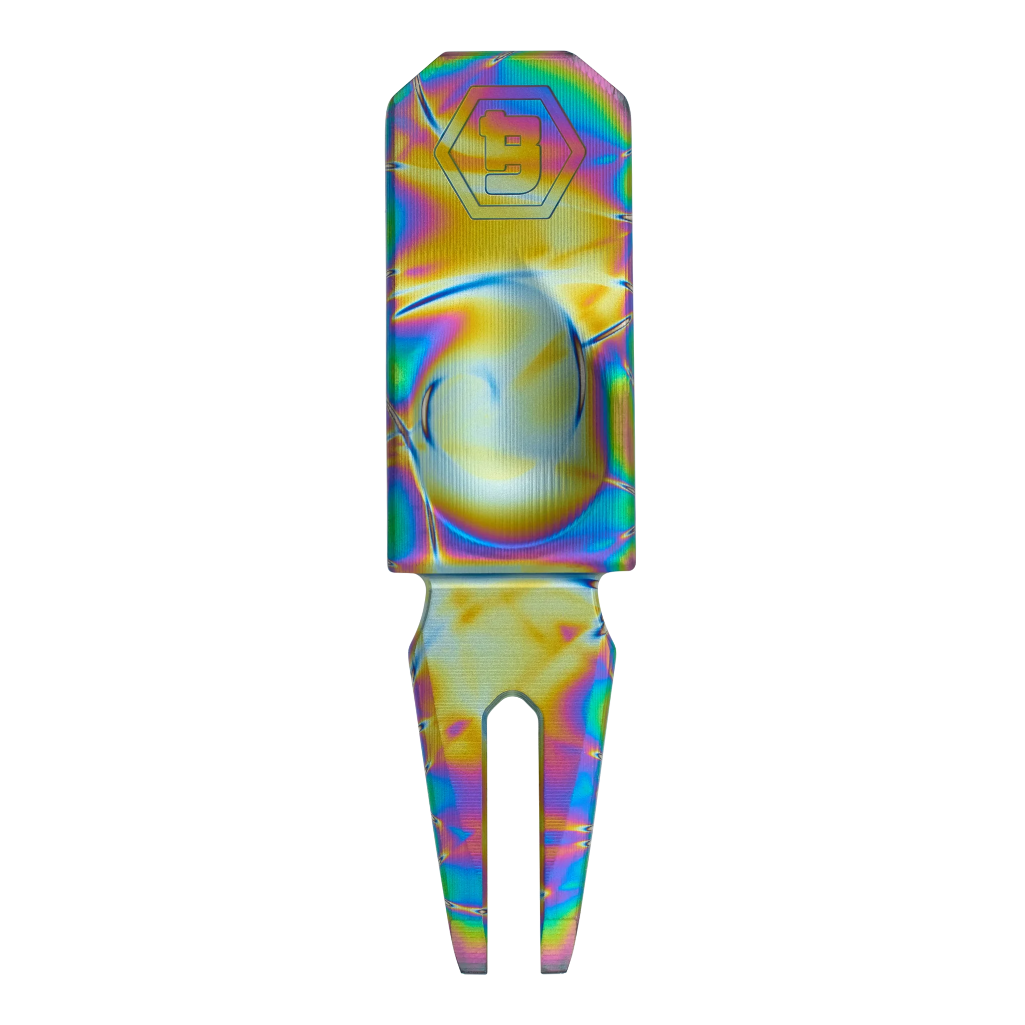 Peace Eyes Lucky Cat Rainbow PVD Divot Tool - Image 3