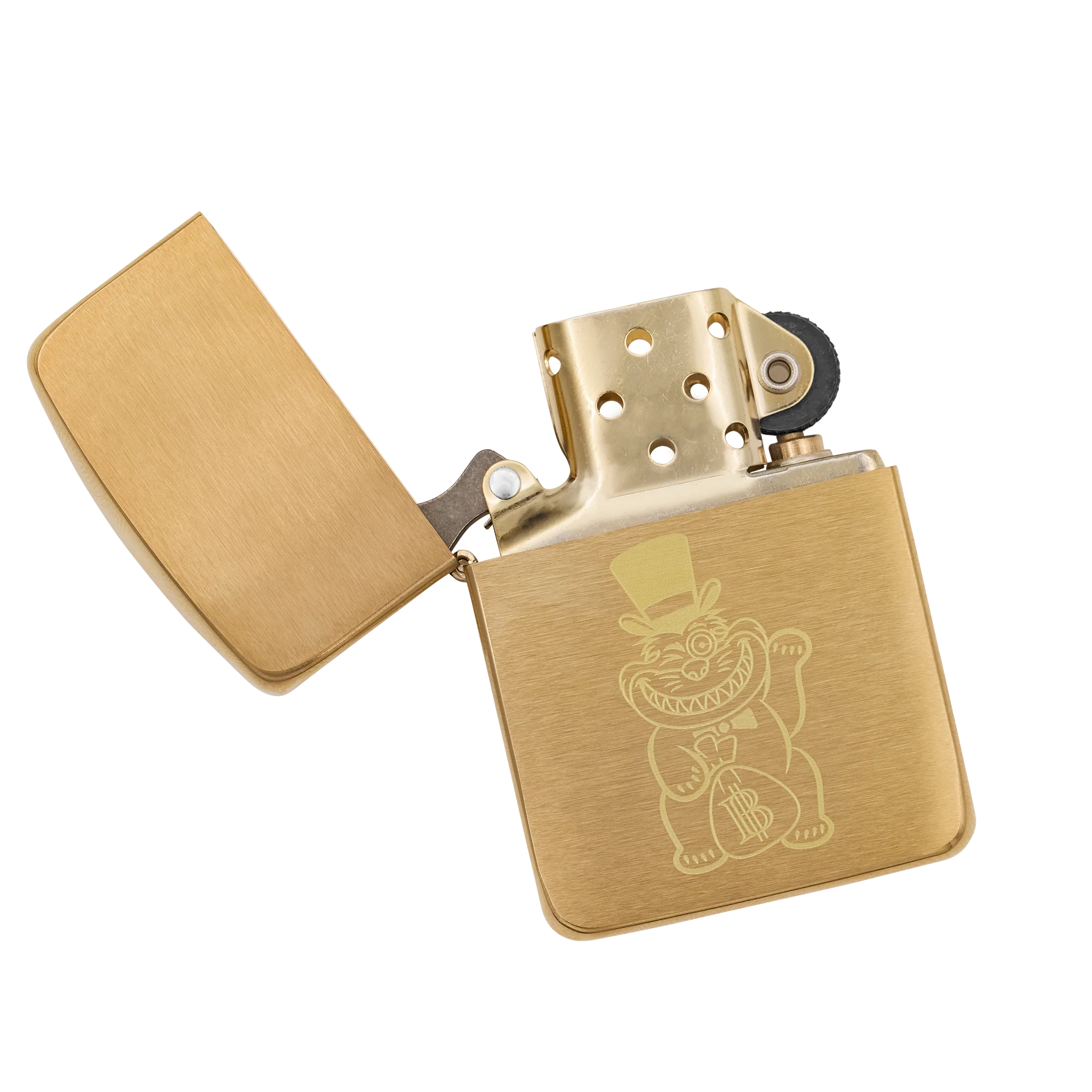 Wall Street Lucky Cat Zippo Brushed Brass 1941 Replica Lighter - Image 3